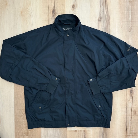 FootJoy DryJoys Convertible Golf Jacket Full Zip / Button Black Large Waterproof - Picture 1 of 11